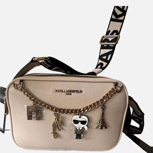 Karl Lagerfeld Beige Crossbody Bag with Charms